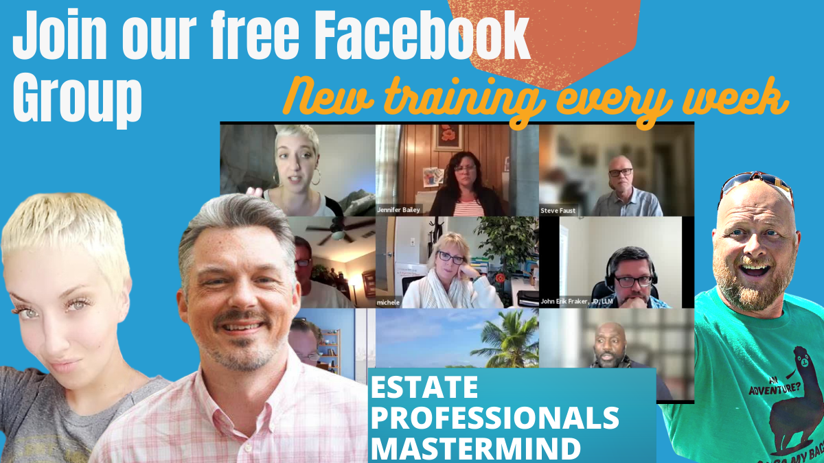 Invite to join the best Facebook group for real estate professionals, estate professionals mastermind