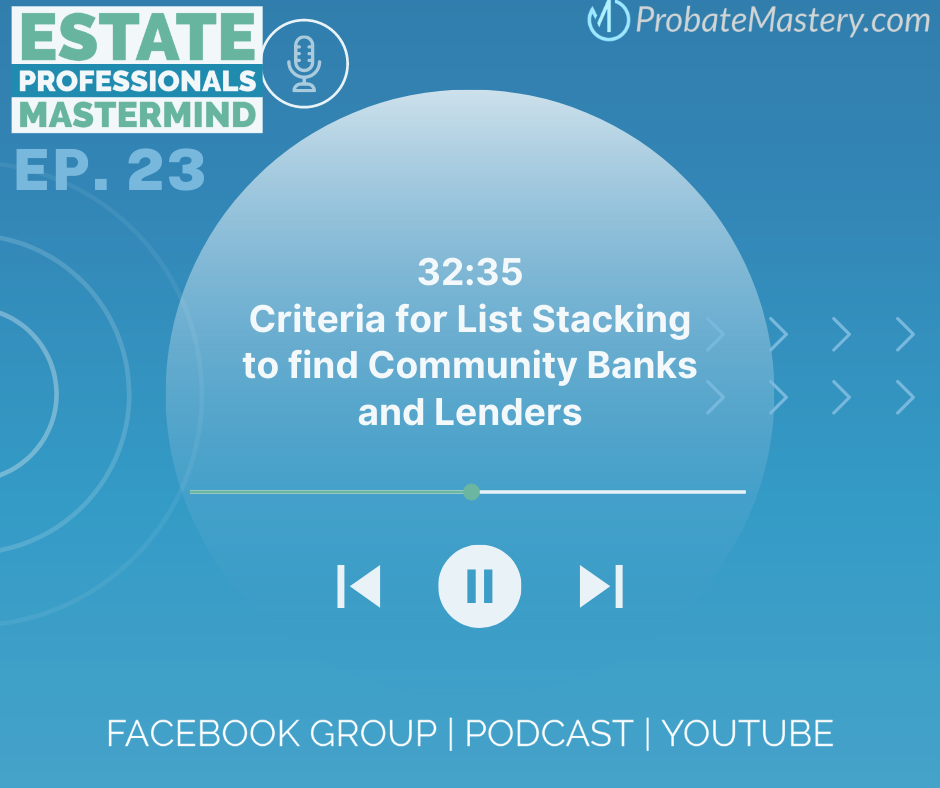 Criteria for List Stacking to find Community Banks and Lenders