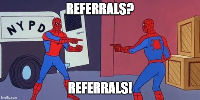 Spiderman meme about real estate agents and referral partners