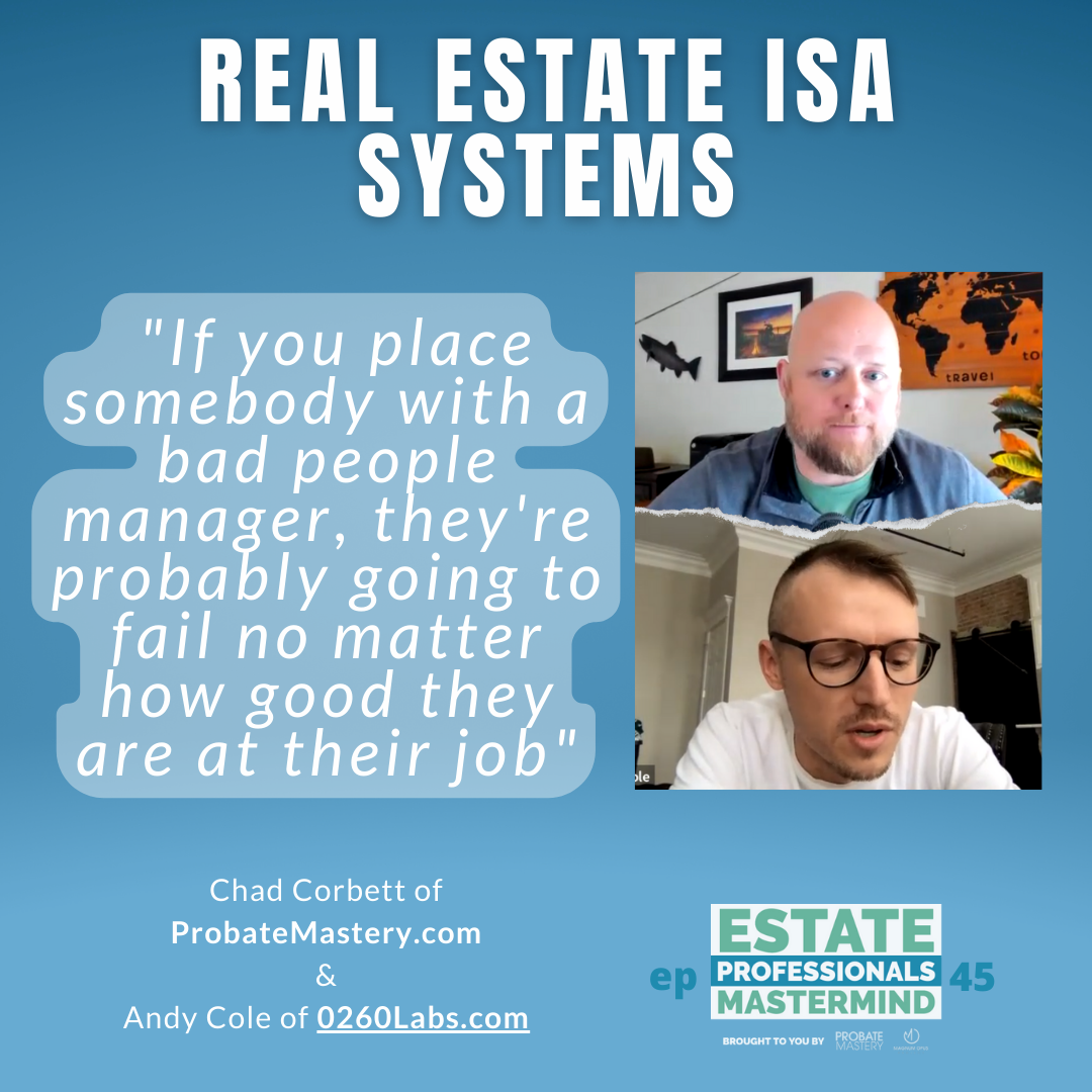 Quote from Andy Cole of 0260 labs on managing a team of real estate inside sales agents