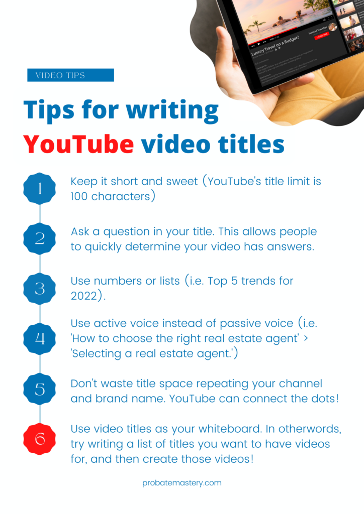 tips for writing good youtube video titles