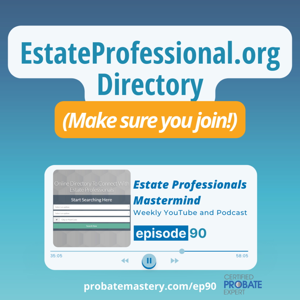 Estate Professional Vendor and Referral Directory (Referral Networking)