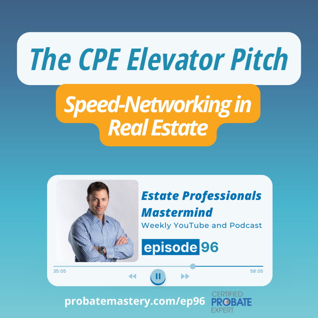 Probate coaching B2B networking at luncheons and seminars: What is a CPE? (Referral Networking)