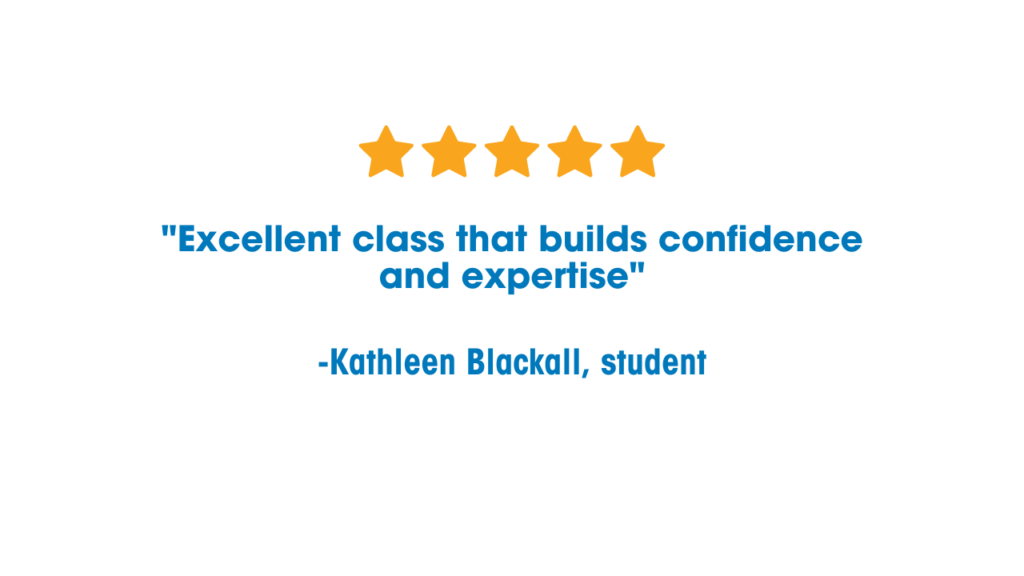 Kathleen Blackall, student, praises 'Excellent Class for building confidence and expertise in probate' in her review.